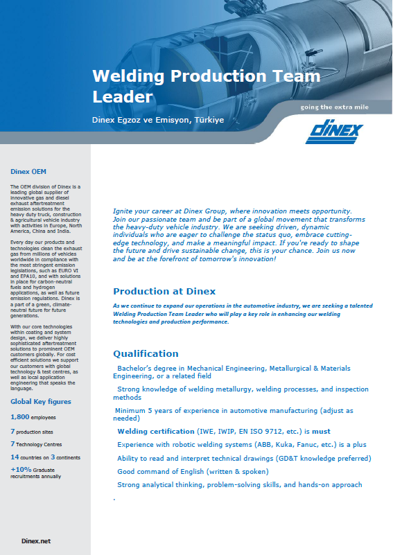 2026 DTR Welding Production Engineer